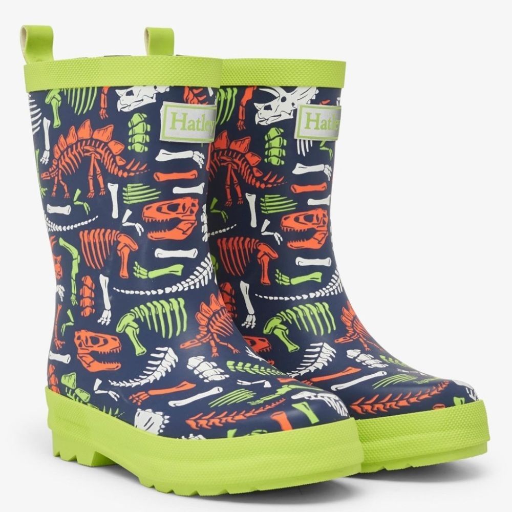 Hatley Boys Dino Fossils Matte Rain Boots | SZ 12